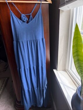Old Navy Blue Tiered Spaghetti Strap Maxi Dress